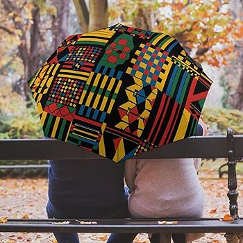 African Kente Print Travel Umbrella Portable Windproof Folding
